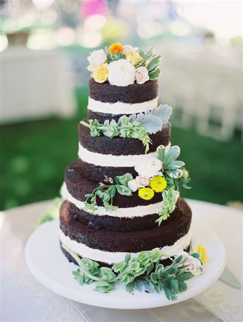 Unfrosted Chocolate Wedding Cake Elizabeth Anne Designs The Wedding Blog