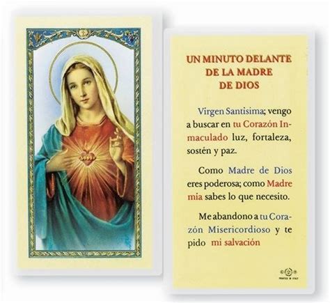 Oracion Al Sagrado Corazon De Maria Tarjeta De Rezo Hc 252spa