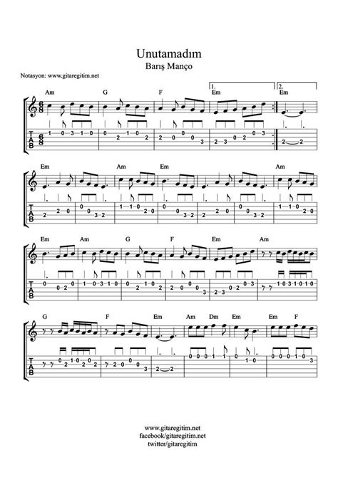 Opens by means of the guitar pro program. Unutamadım - Nota - Tab | Notalara dökülmüş müzik, Flüt ve ...