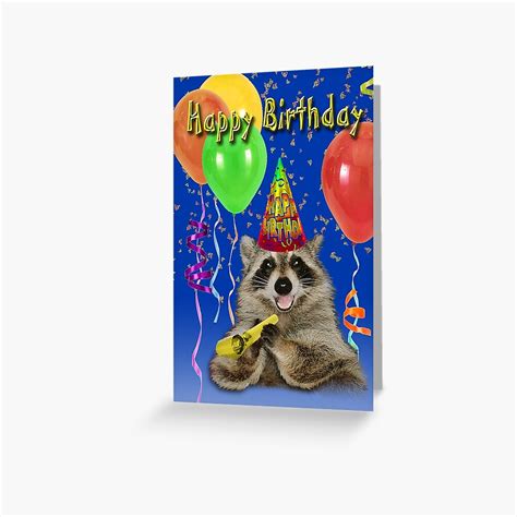 Birthday Raccoon Greeting Card For Sale By Jkartlife Redbubble