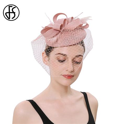 Fs Fascinator Veil Pillbox Hat Ladies Feather Headwear Wedding Bride
