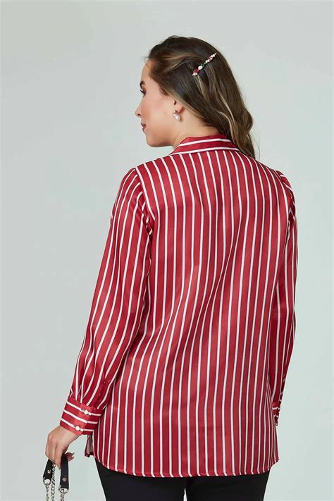 Womens Red Striped Shirt Beren Store