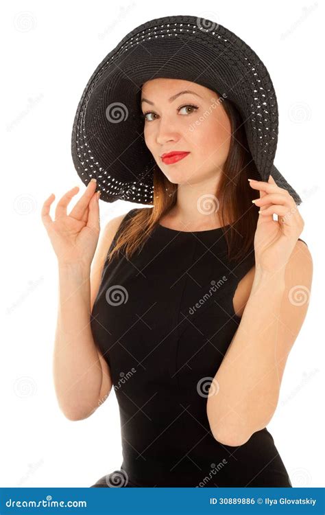 belle femme dans peu de robe noire d isolement sur le blanc photo stock image du humain