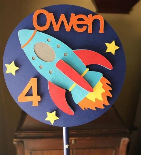 Rocket Centerpieces Spaceship Decorations Space Party Etsy Fête De