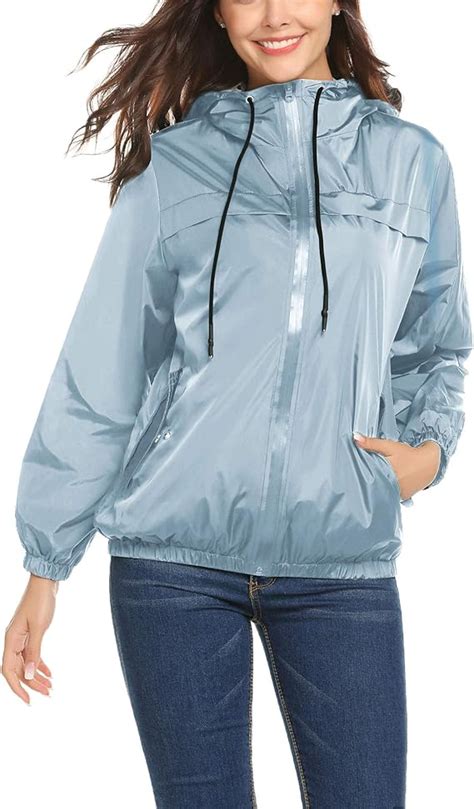 Lomon Womens Rain Jacket Lightweight Waterproof Hooded Raincoat Active