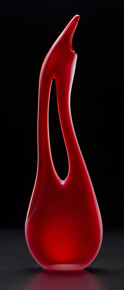 Tall Avelino Shown In Scarlet Color Hand Blown Glass Sculpture