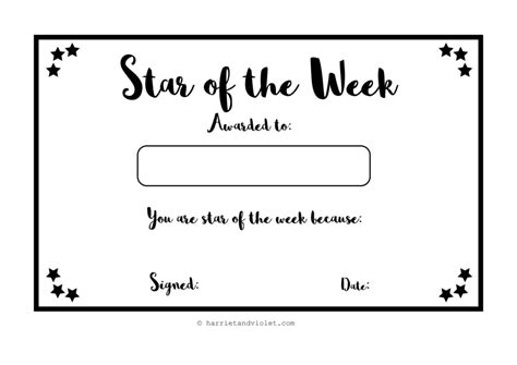 Star Of The Week Printable Template Printable Templates