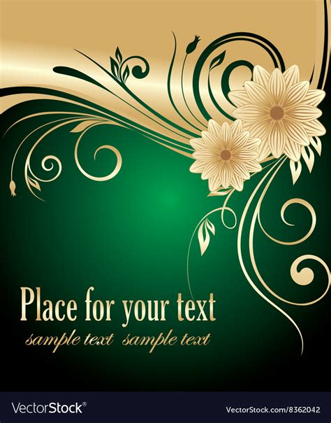 Green And Gold Floral Design Royalty Free Vector Image