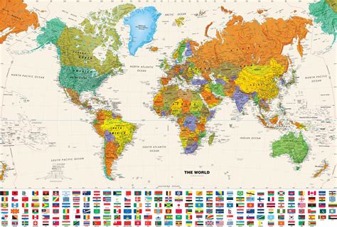 Mapa De Países Del Mundo 2015 World Map Mural World Map Wall Art