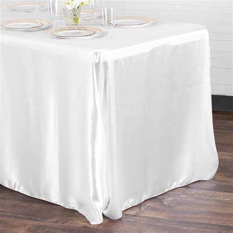 satin rectangular 90 x 132 inch tablecloth white at cv linens