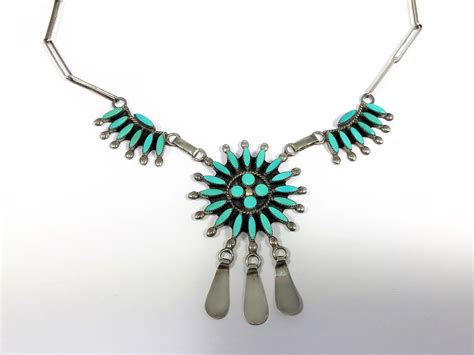 A Stunning Hand Made Navaho Zuni Sterling Silver Turquoise