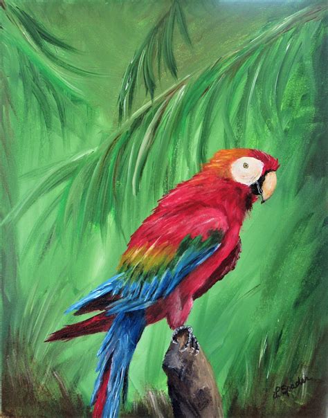 Original Parrot Painting Acrylic Painting Scarlet Macaw Etsy