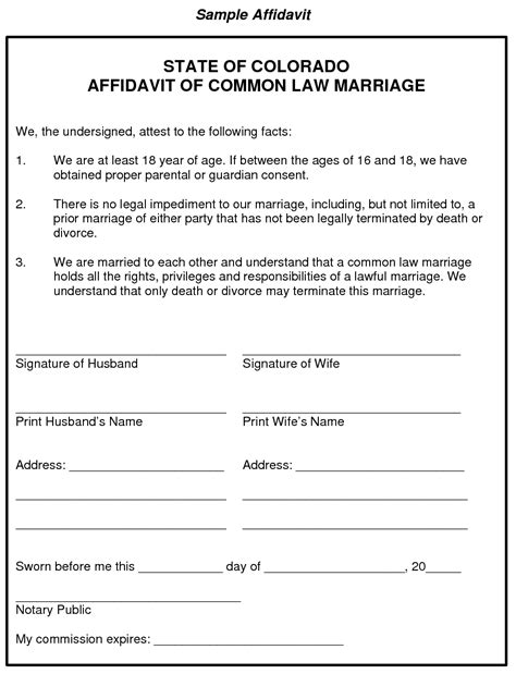 2022 Affidavit Of Common Law Marriage Fillable Printa