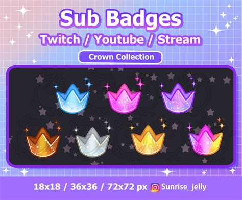 Twitch Sub Badges Crown Collection Bit Badges Rainbow Etsy
