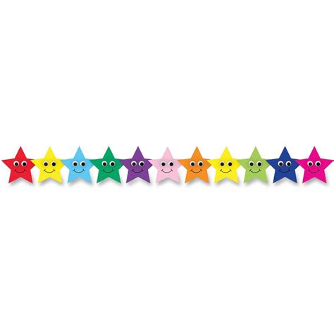 Hygloss Colorful Happy Stars Border Strips 12 X Happy Stars Shape