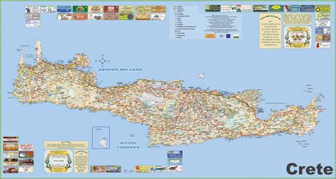 Crete Tourist Map With Regard To Printable Map Of Crete Printable Maps