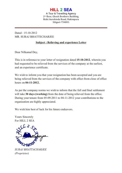 Release Letter Of Hill2sea