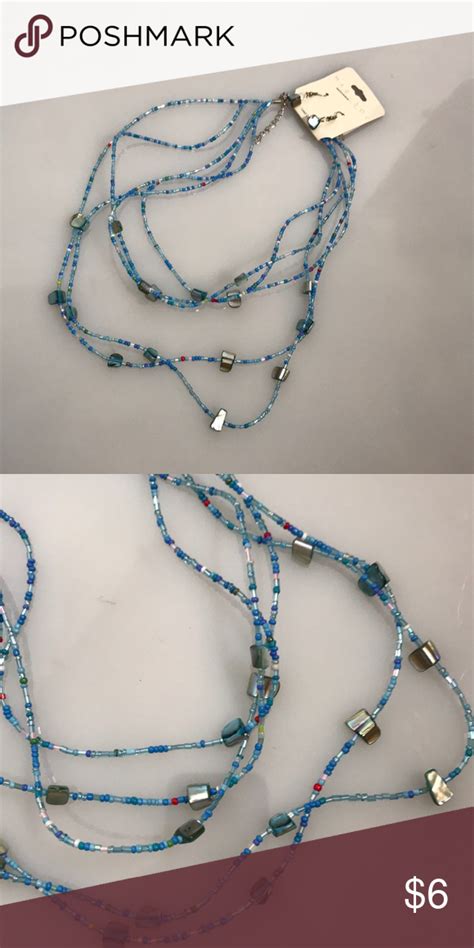 Nwt Marisol Blue Mother Of Pearl Necklace Set Pearl Necklace Set