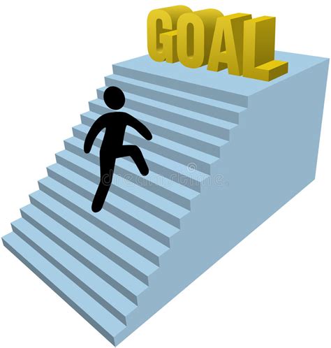 Stick Figure Person Climb Steps Achieve Goal Stock Image
