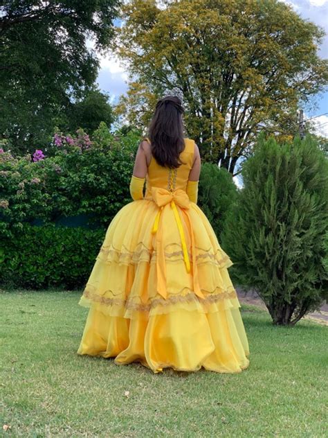 Fantasia Vestido Princesa Amarelo Longo Bela Fera Adulto Lux No Elo7