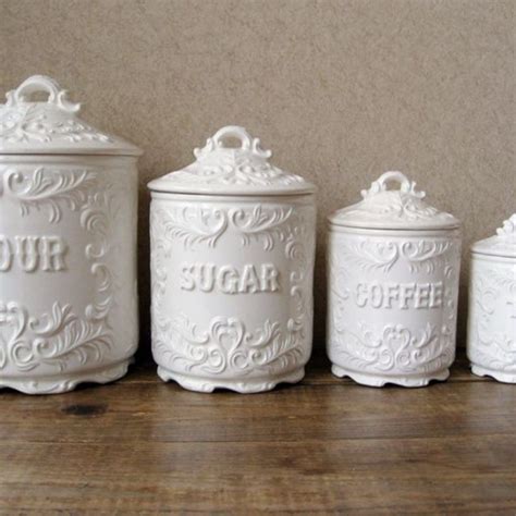 White Kitchen Canister Sets Ceramic Vintage Canister Sets Ceramic
