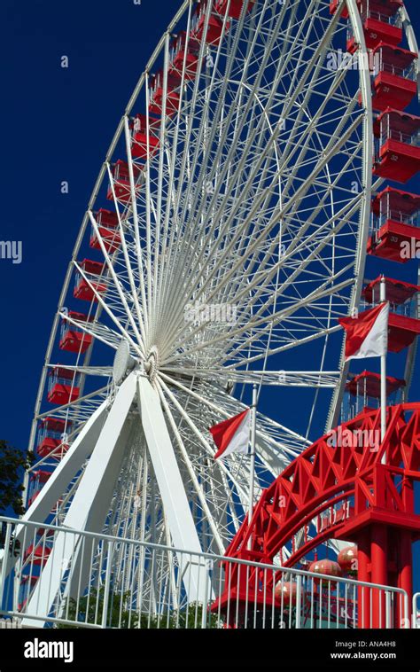 Ferris Wheel On Navy Pier In Downtown Chicago Lake Michigan Illinois