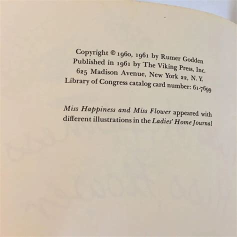 Miss Happiness And Miss Flower By Rumer Godden First Edition
