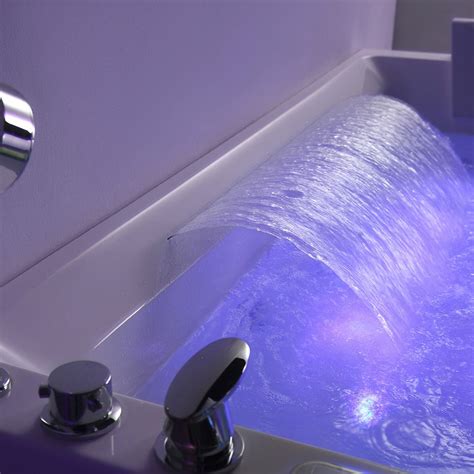 67 Led Acrylic Rectangle Whirlpool Water Massage 3 Sided Apron Bathtub With Waterfall