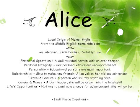 Alice Name Meaning First Name Creations