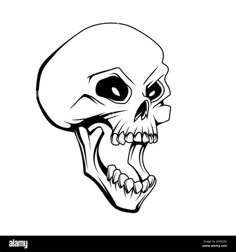 Dibujo De Boca Abierta Del Cráneo Emblema Tatuaje Cráneo Halloween