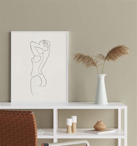 Abstract Naked Back Poster Female Line Art Pose Minimalist Etsy