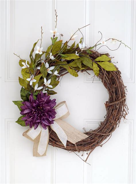 I Love Purple Wreath With Vines Etsy In 2020 Purple Wreath Floral