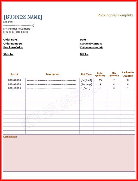 Packing Slip Design Free Word Templates