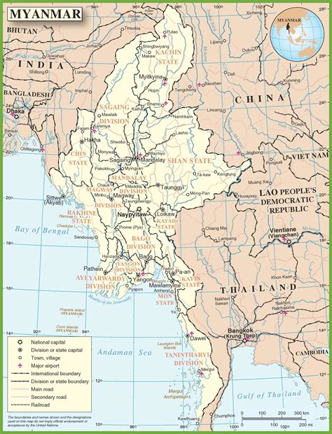 Myanmar Burma Maps Printable Maps Of Myanmar Burma For Download