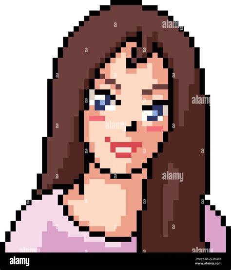 Vector Pixel Art Confident Woman Isolated Cartoon Stock Vector Image