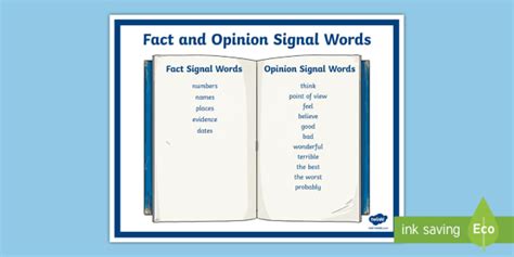 An opinion is something that people can have displaying top 8 worksheets found for opinion marking signals. Fact and Opinion Signal Words Poster (teacher made)