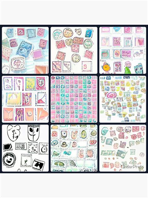 Random Stamps Pack Sticker For Sale By Cinderpress Redbubble