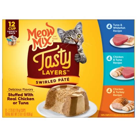 Meow Mix Tasty Layers Swirled Pate Cat Food Variety Pack 12 Ct 2