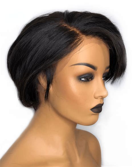 Malaysian Glueless Short Pixie Cut Human Hair Wig Full Lace Wig 12inch