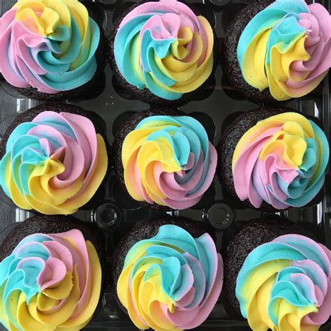 Pastel Rainbow Swirl Chocolate Cupcakes Chocolate Cupcakes Cupcakes