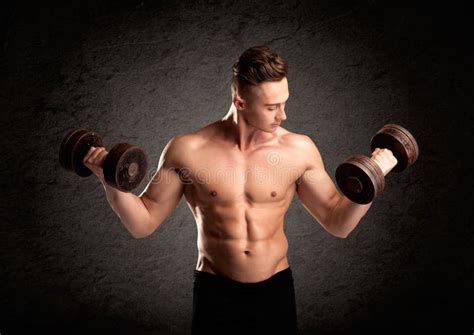 Weight Lifter Guy Showing Muscles Stock Image Image Of Muscular