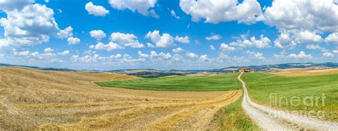 Scenic Tuscany Landscape With Rolling Hills In Val Dorcia Ital