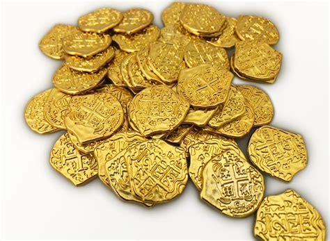 Lot Of 100 Toy Shiny Gold Pirate Coins Treasure Ebay