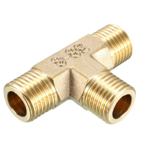 Brass Tee Pipe Fitting 14pt Male Thread T Shaped Connector Coupler