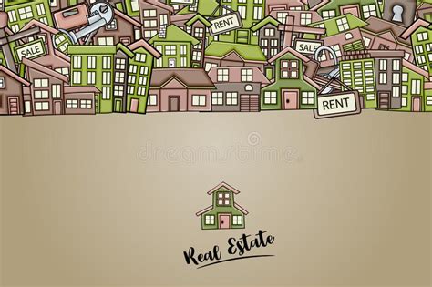 Real Estate Concept In 3d Cartoon Doodle Background Design