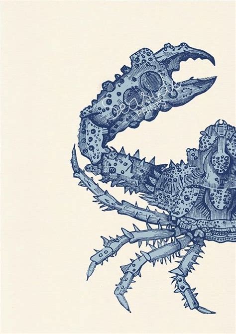 The Big Crab Sea Life Print Wall Decor Poster Modern Etsy Art Bad