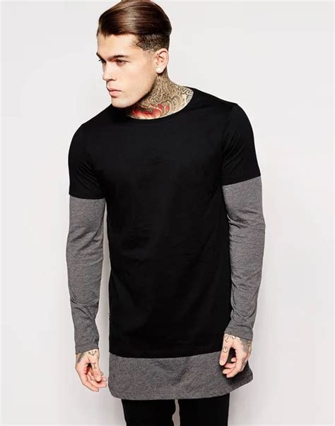 Plus Size Longline Long Sleeve T Shirt Extra Length T Shirt Solid Tall