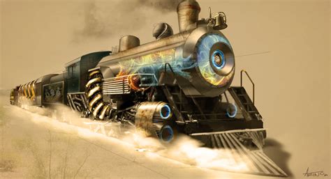 Fancy Steampunk Train Train Artwork Spaghetti Western Weird Science
