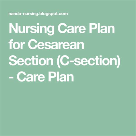 Nursing Care Plan For Cesarean Section C Section Care Plan