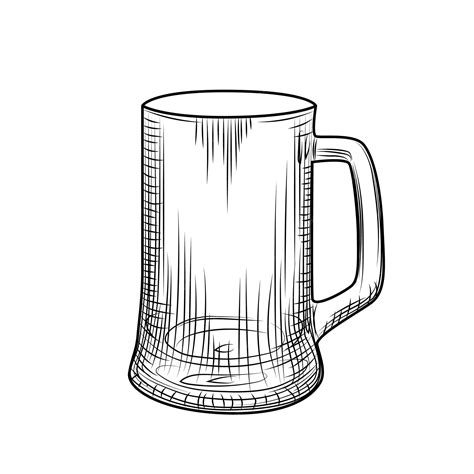 Caneca De Cerveja Masculina Estilo De Gravura Ilustração Em Vetor